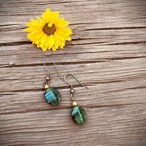 Green stone earrings